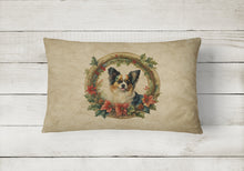 Load image into Gallery viewer, Papillon Christmas Flowers Throw Pillow