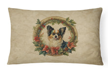 Load image into Gallery viewer, Papillon Christmas Flowers Throw Pillow