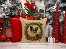 Load image into Gallery viewer, Papillon Christmas Flowers Throw Pillow