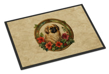 Load image into Gallery viewer, Pekingese Christmas Flowers Doormat-24x36 Indoor / Outdoor Rug | Made in USA