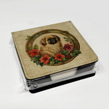 Load image into Gallery viewer, Pekingese Christmas Flowers PU Leather Note Paper Holder