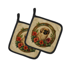 Load image into Gallery viewer, Pekingese Christmas Flowers Pot Holders - Set of 2 Decorative Kitchen Helpers | Made in the USA