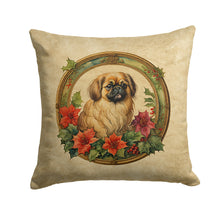 Load image into Gallery viewer, Pekingese Christmas Flowers Throw Pillow - 14x14 Decorative Pillow – Art for Your Home &amp; Patio