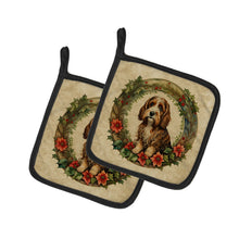 Load image into Gallery viewer, Petit Basset Griffon Vendeen Christmas Flowers Pot Holders - Set of 2 Decorative Kitchen Helpers | Made in the USA