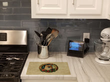 Load image into Gallery viewer, Pomeranian Christmas Flowers Glass Cutting Boards – Durable, Decorative Kitchen Art