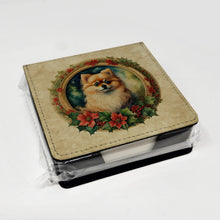 Load image into Gallery viewer, Pomeranian Christmas Flowers PU Leather Note Paper Holder