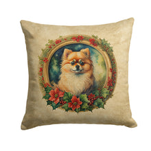 Load image into Gallery viewer, Pomeranian Christmas Flowers Throw Pillow - 14x14 Decorative Pillow – Art for Your Home &amp; Patio