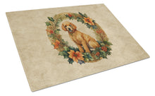 Load image into Gallery viewer, Poodle Christmas Flowers Glass Cutting Boards – Durable, Decorative Kitchen Art