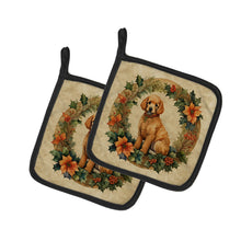 Load image into Gallery viewer, Poodle Christmas Flowers Pot Holders - Set of 2 Decorative Kitchen Helpers | Made in the USA