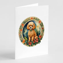 Load image into Gallery viewer, Poodle Christmas Flowers Greeting Cards - Blank Note Cards – 8-Pack of Artist-Designed Cards with Envelopes