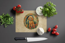 Load image into Gallery viewer, Poodle Christmas Flowers Glass Cutting Boards – Durable, Decorative Kitchen Art
