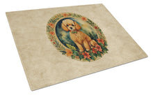 Load image into Gallery viewer, Poodle Christmas Flowers Glass Cutting Boards – Durable, Decorative Kitchen Art