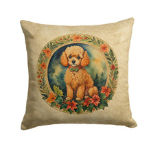 Load image into Gallery viewer, Poodle Christmas Flowers Throw Pillow