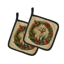 Load image into Gallery viewer, Poodle Christmas Flowers Pot Holders - Set of 2 Decorative Kitchen Helpers | Made in the USA