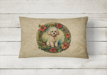Load image into Gallery viewer, Poodle Christmas Flowers Throw Pillow