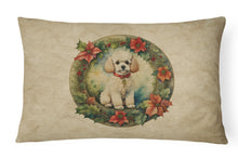 Load image into Gallery viewer, Poodle Christmas Flowers Throw Pillow