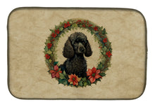 Load image into Gallery viewer, Poodle Christmas Flowers Dish Drying Mat