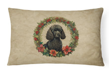 Load image into Gallery viewer, Poodle Christmas Flowers Throw Pillow