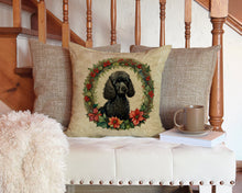 Load image into Gallery viewer, Poodle Christmas Flowers Throw Pillow - 14x14 Decorative Pillow – Art for Your Home &amp; Patio