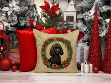 Load image into Gallery viewer, Poodle Christmas Flowers Throw Pillow