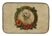 Load image into Gallery viewer, Poodle Christmas Flowers Dish Drying Mat