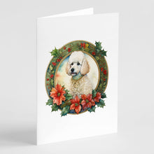 Load image into Gallery viewer, Poodle Christmas Flowers Greeting Cards - Blank Note Cards – 8-Pack of Artist-Designed Cards with Envelopes