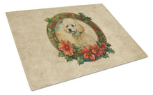 Load image into Gallery viewer, Poodle Christmas Flowers Glass Cutting Boards – Durable, Decorative Kitchen Art