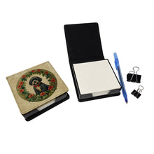 Load image into Gallery viewer, Portuguese Water Dog Christmas Flowers PU Leather Note Paper Holder