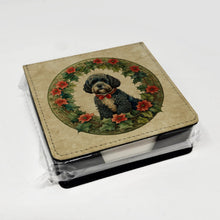 Load image into Gallery viewer, Portuguese Water Dog Christmas Flowers PU Leather Note Paper Holder