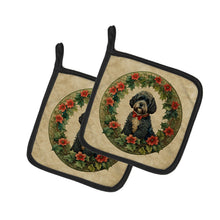 Load image into Gallery viewer, Portuguese Water Dog Christmas Flowers Pot Holders - Set of 2 Decorative Kitchen Helpers | Made in the USA