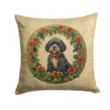 Load image into Gallery viewer, Portuguese Water Dog Christmas Flowers Throw Pillow - 14x14 Decorative Pillow – Art for Your Home &amp; Patio