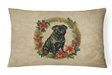 Load image into Gallery viewer, Pug Christmas Flowers Throw Pillow