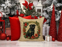 Load image into Gallery viewer, Pug Christmas Flowers Throw Pillow