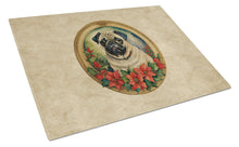 Load image into Gallery viewer, Pug Christmas Flowers Glass Cutting Boards – Durable, Decorative Kitchen Art