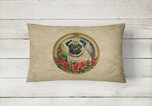 Load image into Gallery viewer, Pug Christmas Flowers Throw Pillow