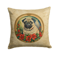 Load image into Gallery viewer, Pug Christmas Flowers Throw Pillow - 14x14 Decorative Pillow – Art for Your Home &amp; Patio