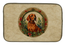 Load image into Gallery viewer, Red Redbone Coonhound Christmas Flowers Dish Drying Mat