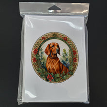 Load image into Gallery viewer, Red Redbone Coonhound Christmas Flowers Greeting Cards - Blank Note Cards – 8-Pack of Artist-Designed Cards with Envelopes