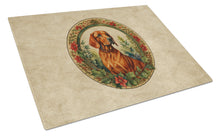 Load image into Gallery viewer, Red Redbone Coonhound Christmas Flowers Glass Cutting Boards – Durable, Decorative Kitchen Art
