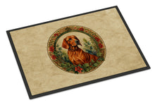 Load image into Gallery viewer, Red Redbone Coonhound Christmas Flowers Doormat - 18X27 Indoor / Outdoor Rug | Made in USA