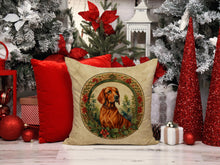 Load image into Gallery viewer, Red Redbone Coonhound Christmas Flowers Throw Pillow