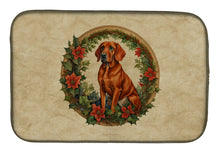 Load image into Gallery viewer, Red Redbone Coonhound Christmas Flowers Dish Drying Mat