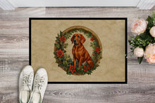 Load image into Gallery viewer, Red Redbone Coonhound Christmas Flowers Doormat - 18X27 Indoor / Outdoor Rug | Made in USA