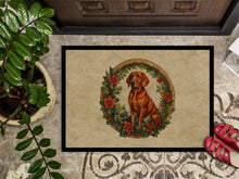 Load image into Gallery viewer, Red Redbone Coonhound Christmas Flowers Doormat - 18X27 Indoor / Outdoor Rug | Made in USA