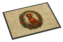 Load image into Gallery viewer, Red Redbone Coonhound Christmas Flowers Doormat - 18X27 Indoor / Outdoor Rug | Made in USA