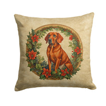 Load image into Gallery viewer, Red Redbone Coonhound Christmas Flowers Throw Pillow - 14x14 Decorative Pillow – Art for Your Home &amp; Patio