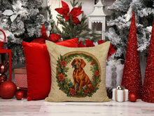 Load image into Gallery viewer, Red Redbone Coonhound Christmas Flowers Throw Pillow
