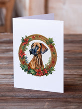 Load image into Gallery viewer, Rhodesian Ridgeback Christmas Flowers Greeting Cards - Blank Note Cards – 8-Pack of Artist-Designed Cards with Envelopes