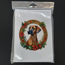 Load image into Gallery viewer, Rhodesian Ridgeback Christmas Flowers Greeting Cards - Blank Note Cards – 8-Pack of Artist-Designed Cards with Envelopes