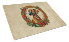 Load image into Gallery viewer, Rhodesian Ridgeback Christmas Flowers Glass Cutting Boards – Durable, Decorative Kitchen Art